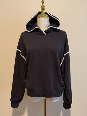 American Eagle Gray Black Colorblock Hoodie Sweatshirt M
